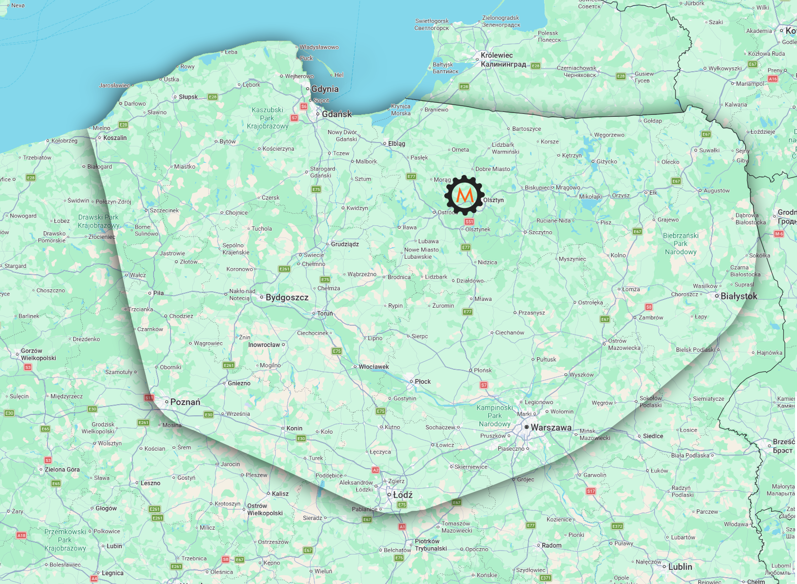 Mapa zasięgu działania MALLET Engineering